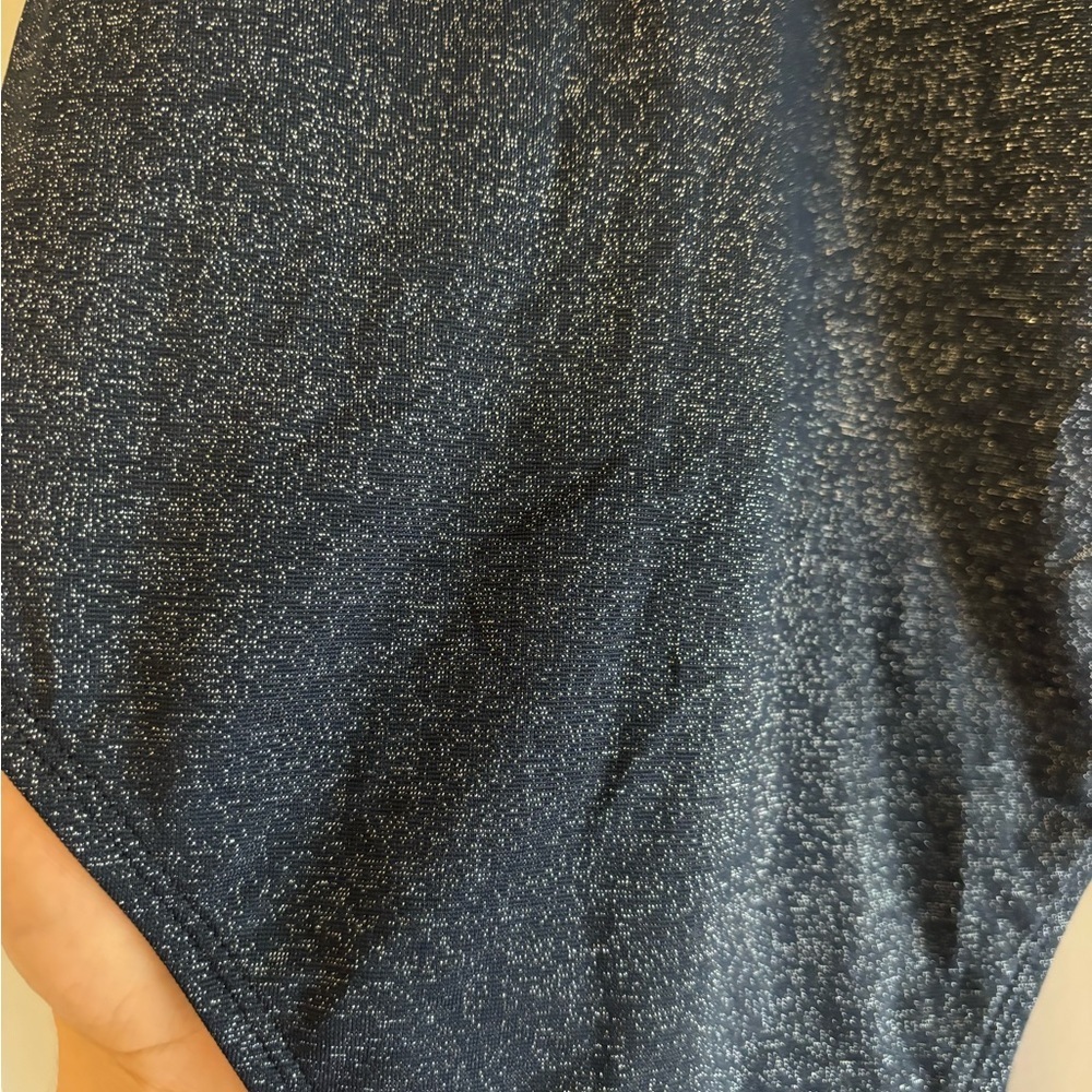 Cupshe Total Eclipse Metallic Halter Twist-Back Cheeky One Piece Swimsuit Sz S - Picture 6 of 9
